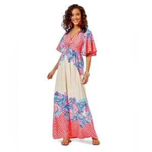 Lilly Pulitzer Minka Coral Spritz Maxi Dress sz 14